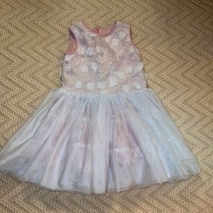 Pastourelle by Pippa & Julie Pink and White Flower and striped Dress Tulle 8